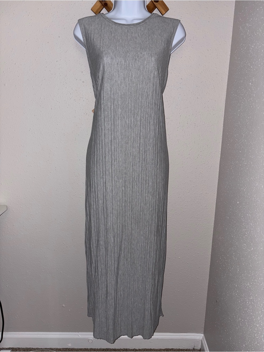 Target Sleeveless Ribbed Maxi Dress in Light Gray